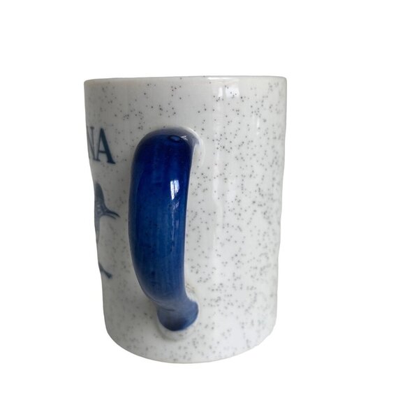 Vintage Otagiri Blue Speckled Arizona Roadrunner Coffee Ceramic Mug - Picture 4 of 7